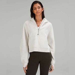 Scuba Oversized Half-Zip Hoodie Bone Color